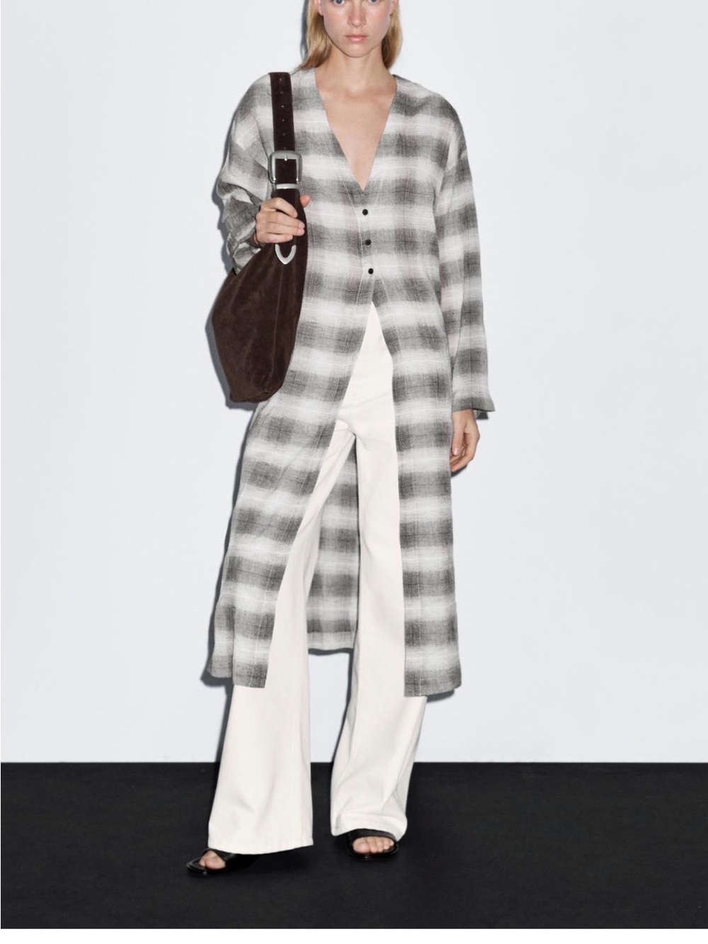 Massimo Dutti Long Check Tunik Dress